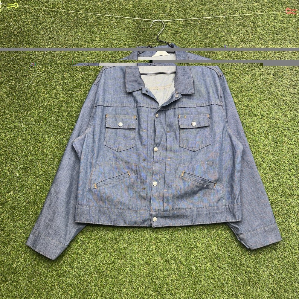 JC Penney Jean Jacket Womens Large (14) Blue RanchCraft Penn-Prest Denim Trucker
